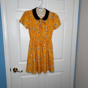 Unique Vintage Orange Floral Peter Pan Dress